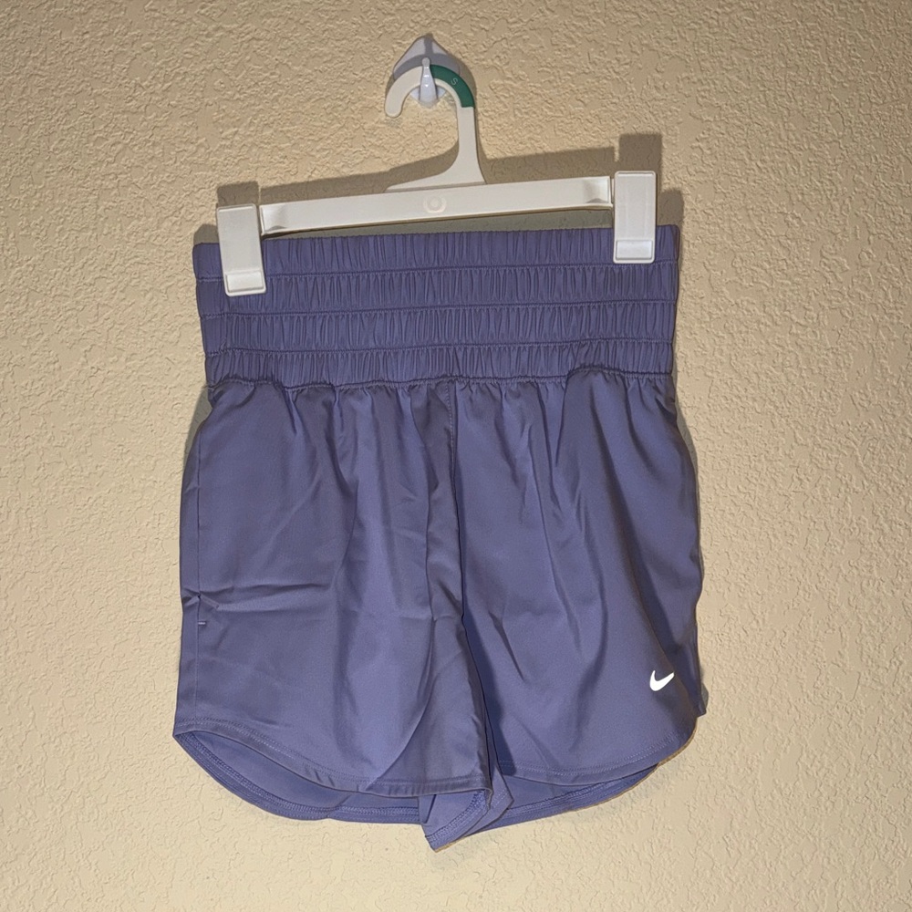 Nike Women's Lavender Athletic Shorts with Smocked Waistband